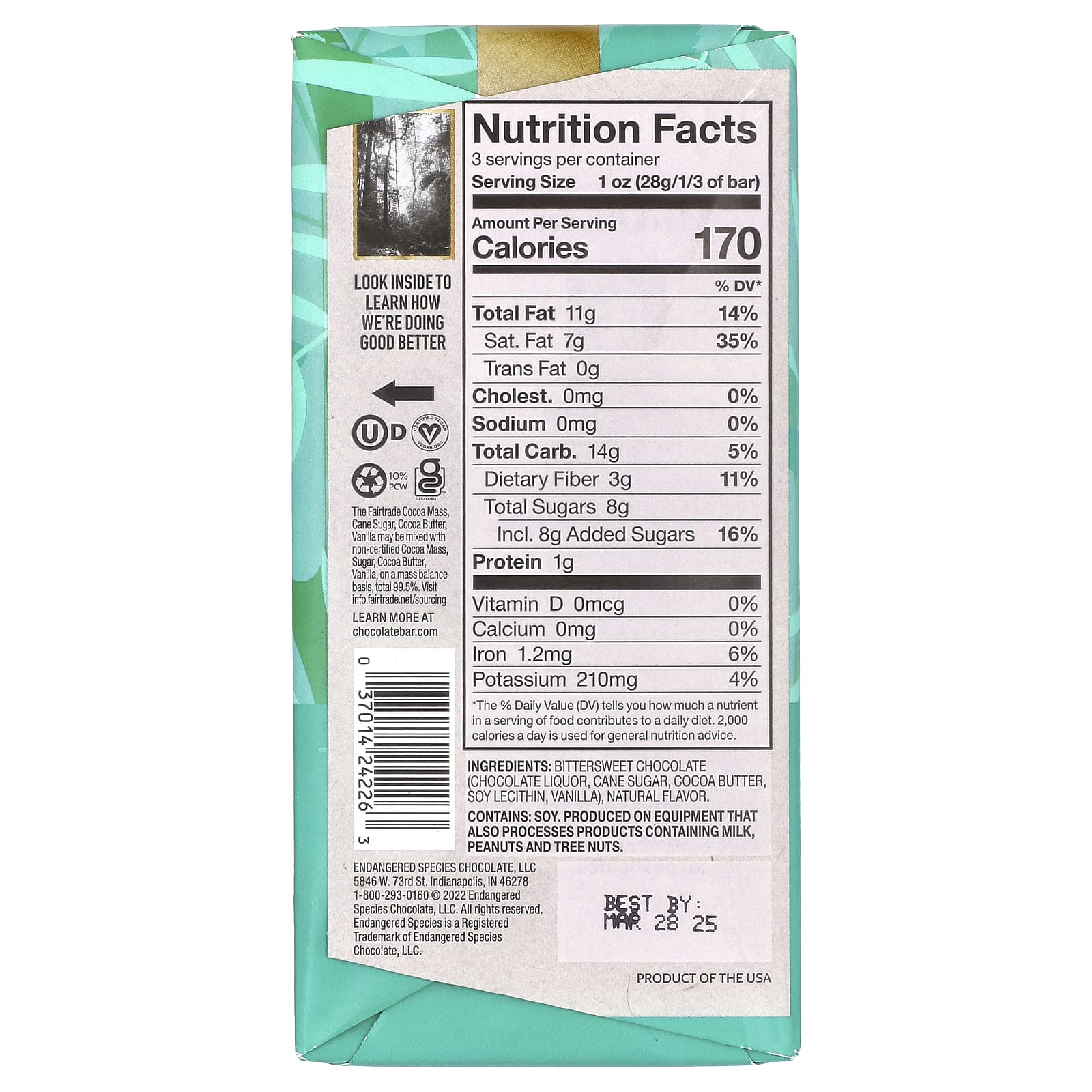 Dark Chocolate with Forest Mint | Fairtrade & Vegan | 72% Cocoa - Image 2