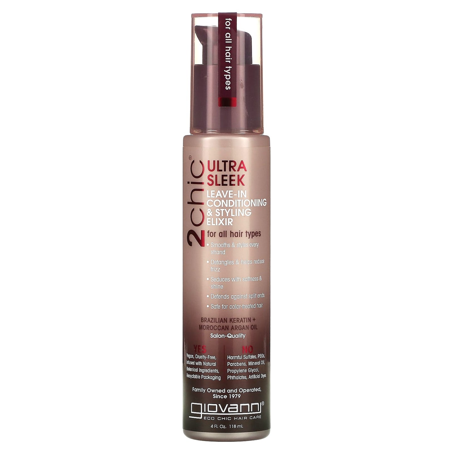 Giovanni Ultra Sleek Leave-In Conditioner with Brazilian Keratin & Argan Oil, 4 fl oz - Image 1