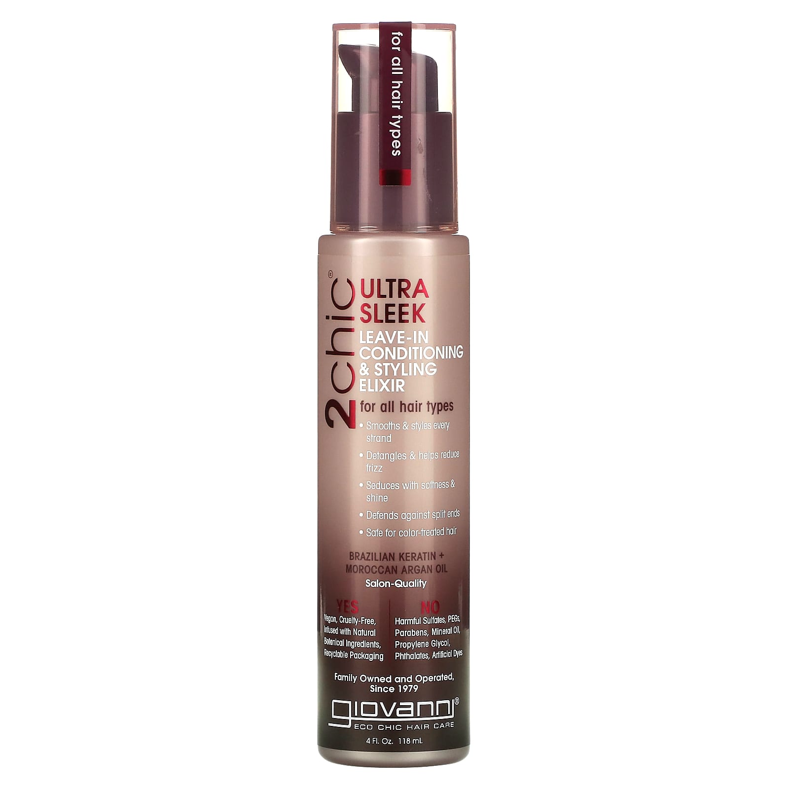 Giovanni Ultra Sleek Leave-In Conditioner with Brazilian Keratin & Argan Oil, 4 fl oz - Image 1