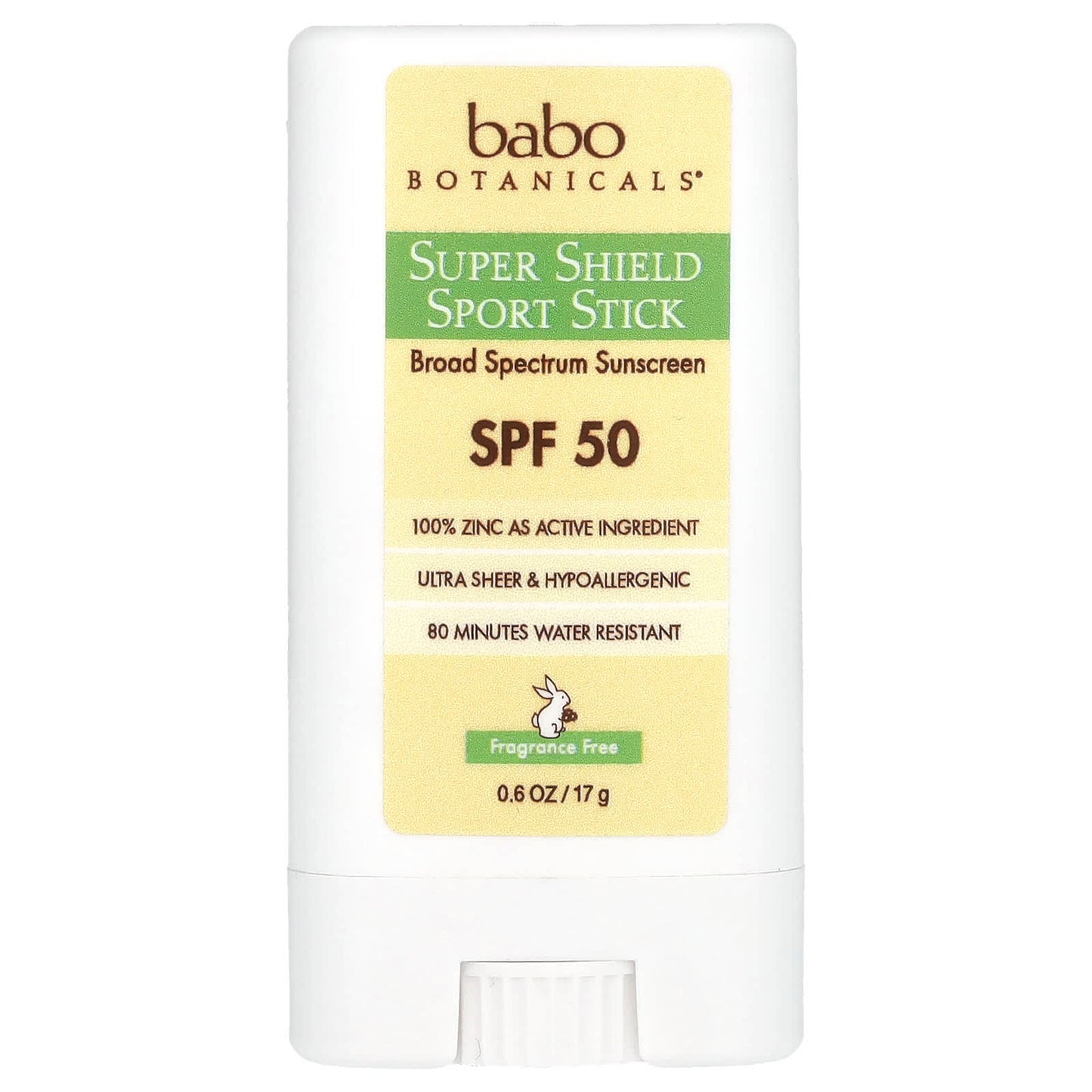 Babo Botanicals SPF 50 Sport Stick, Fragrance Free, 80 Minute Water Resistance - Image 1