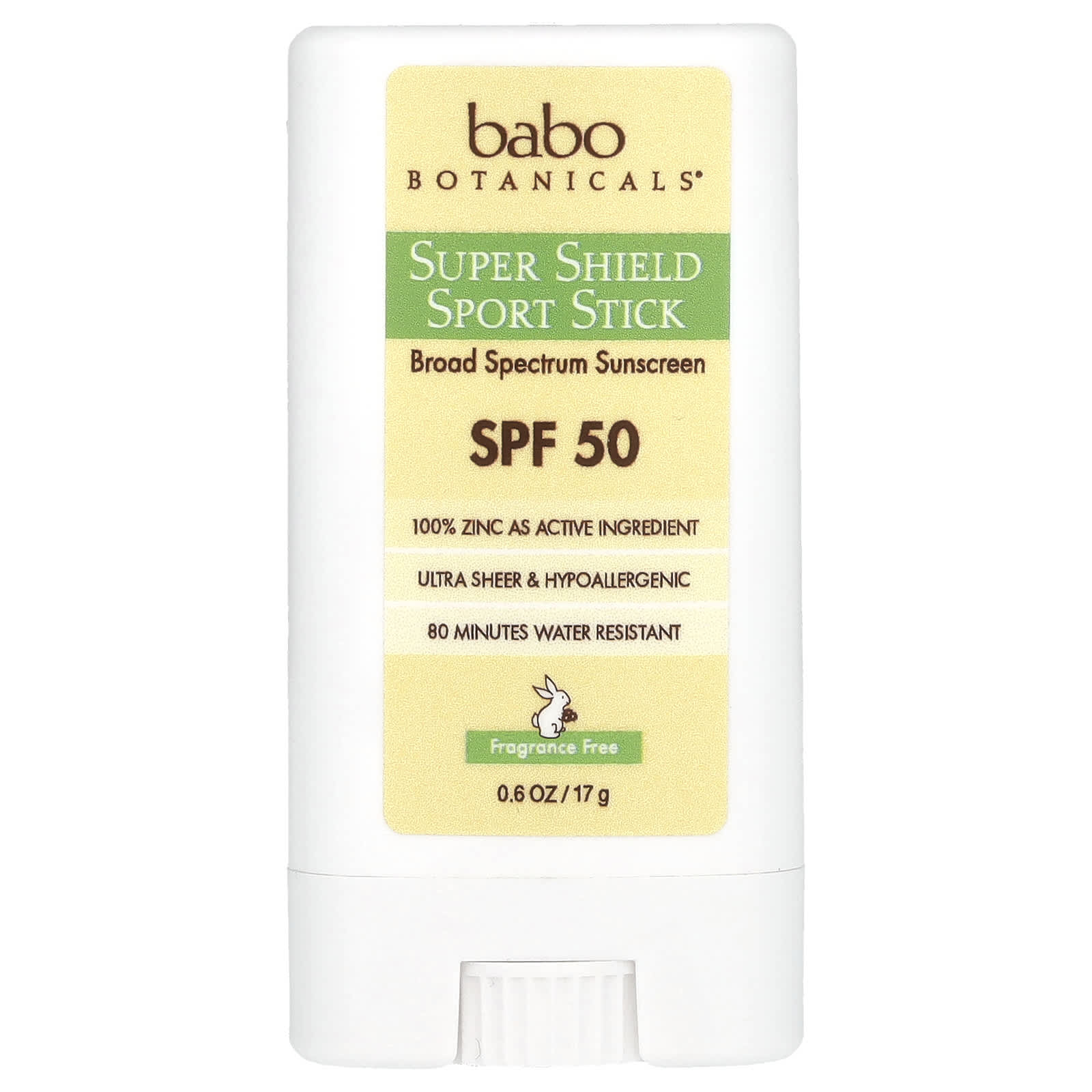 Babo Botanicals SPF 50 Sport Stick, Fragrance Free, 80 Minute Water Resistance - Image 1