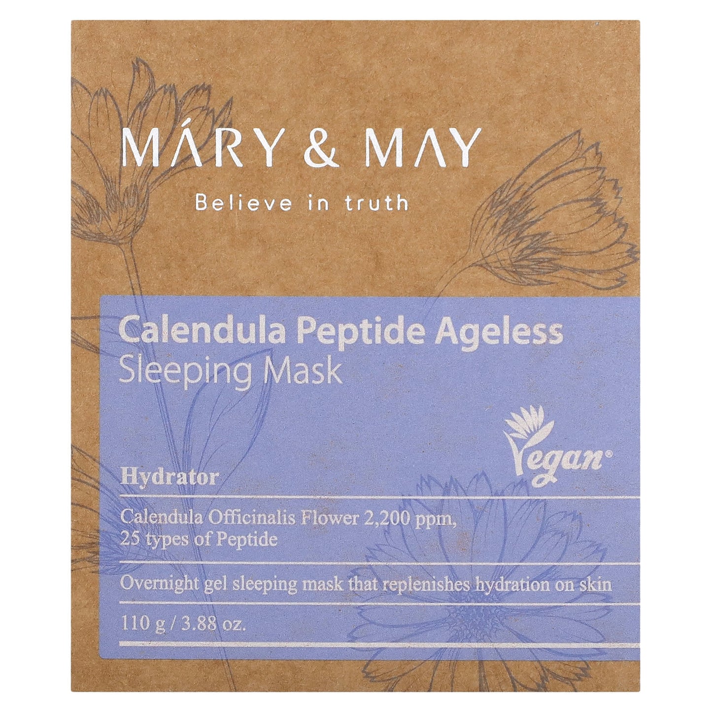 Mary & May, Calendula Peptide Ageless, Sleeping Beauty Mask, 3.88 oz (110 g) - Image 2