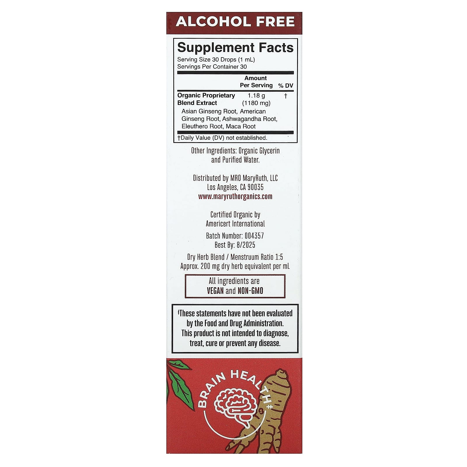 MaryRuth's, Organic Ginseng Vitality Liquid Extract, Alcohol Free, 1 fl oz (30 ml) - Image 2
