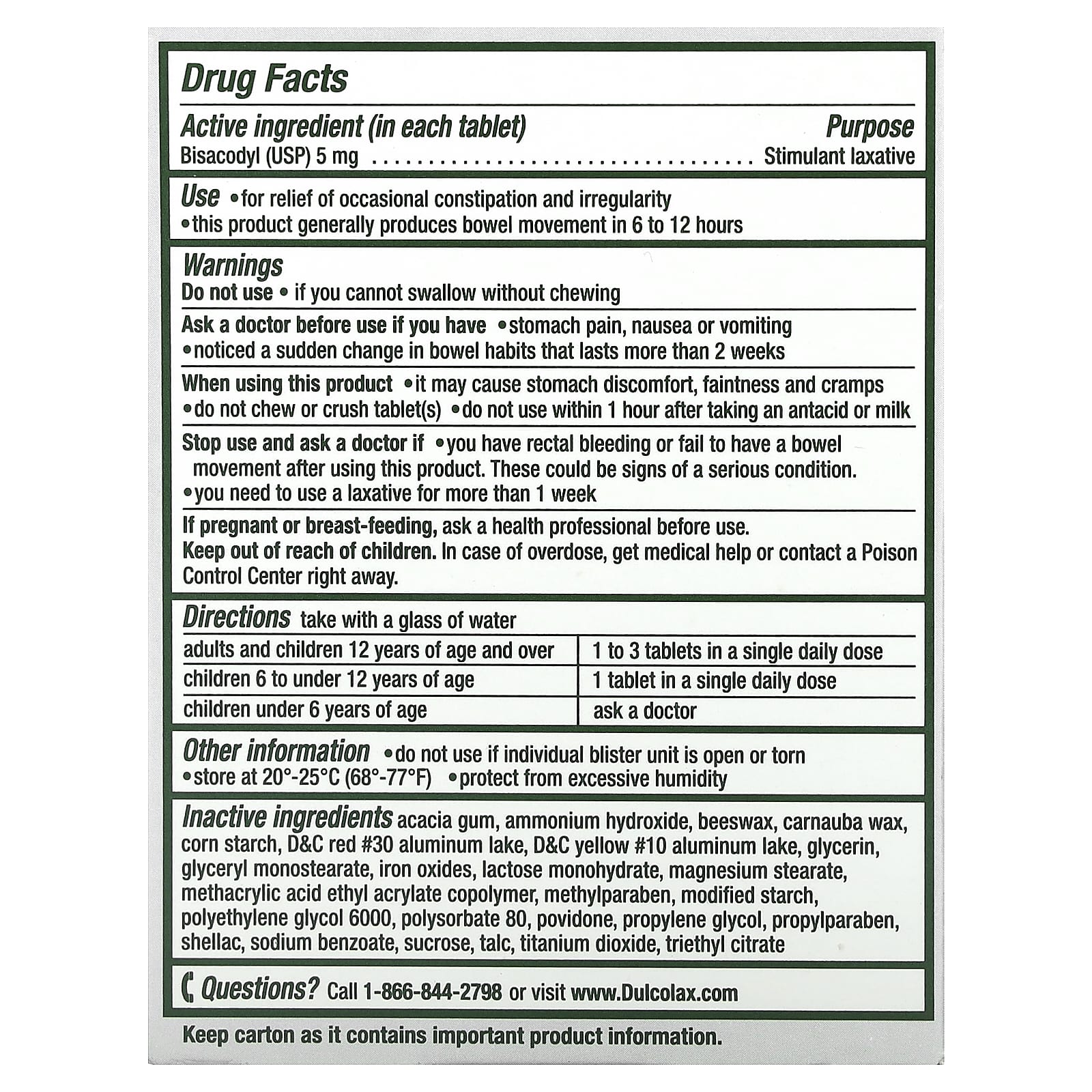 Dulcolax Constipation Relief - 50 Comfort Coated Tablets - Image 2