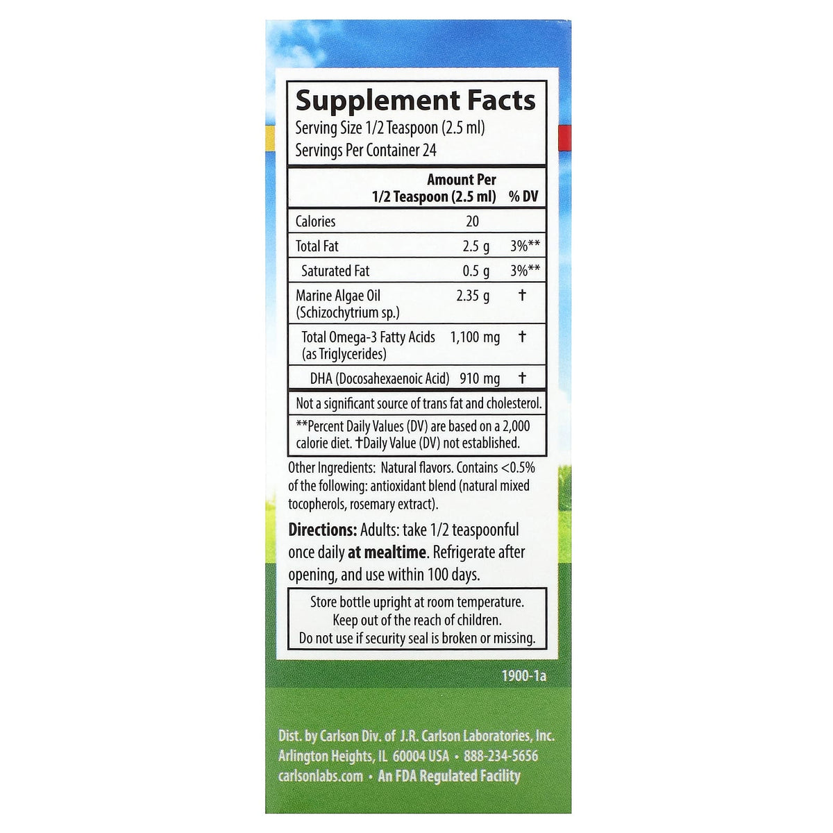 Carlson Vegetarian DHA Omega-3 Supplement, Natural Lemon Flavor - Image 2