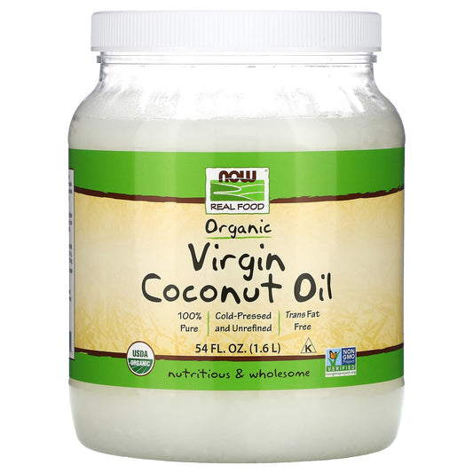 NOW Foods, Real Food, Organic Virgin Coconut Oil, 54 fl oz (1.6 L) - Image 1