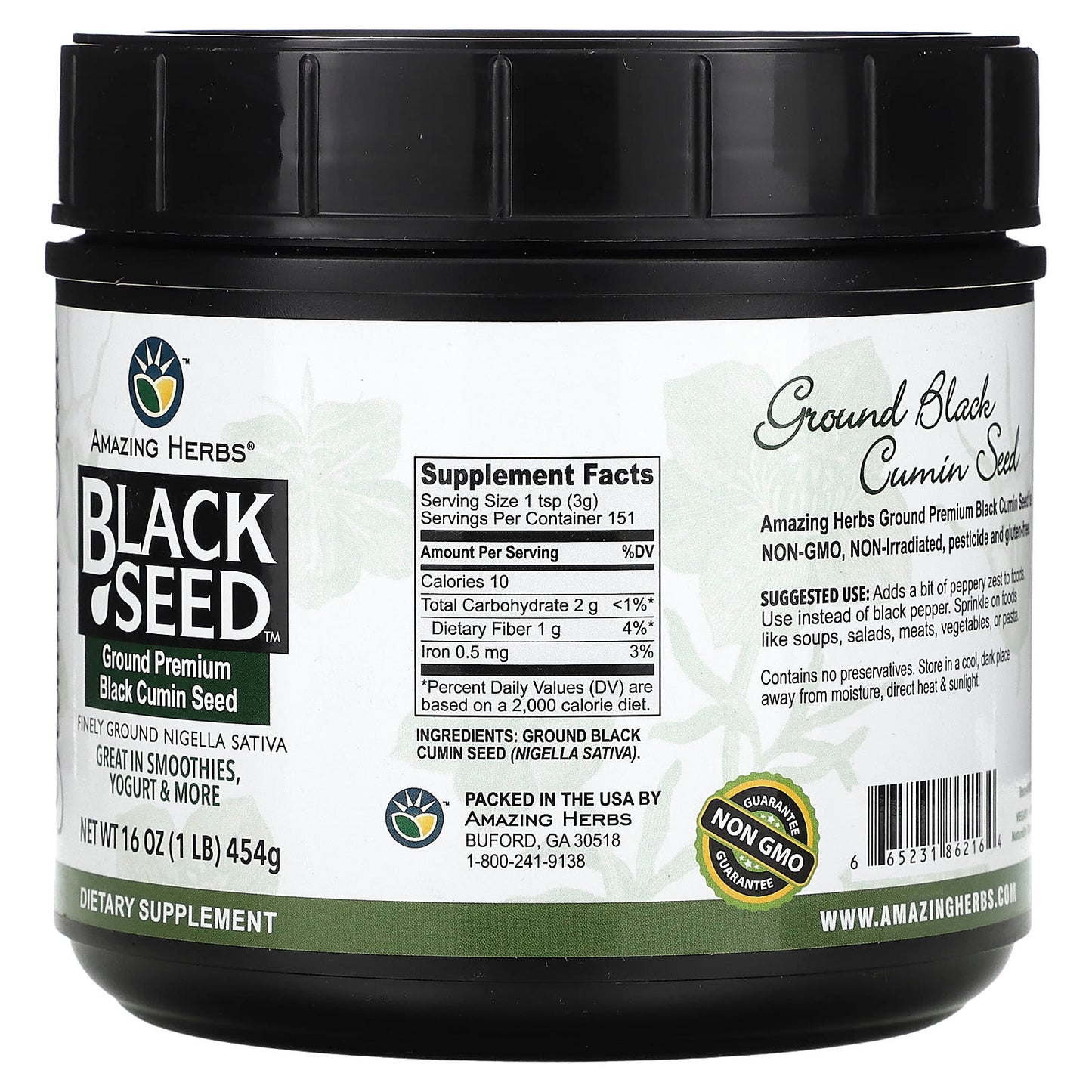 Premium Ground Black Cumin Seed by Amazing Herbs, 1 lb (454g) - Image 2