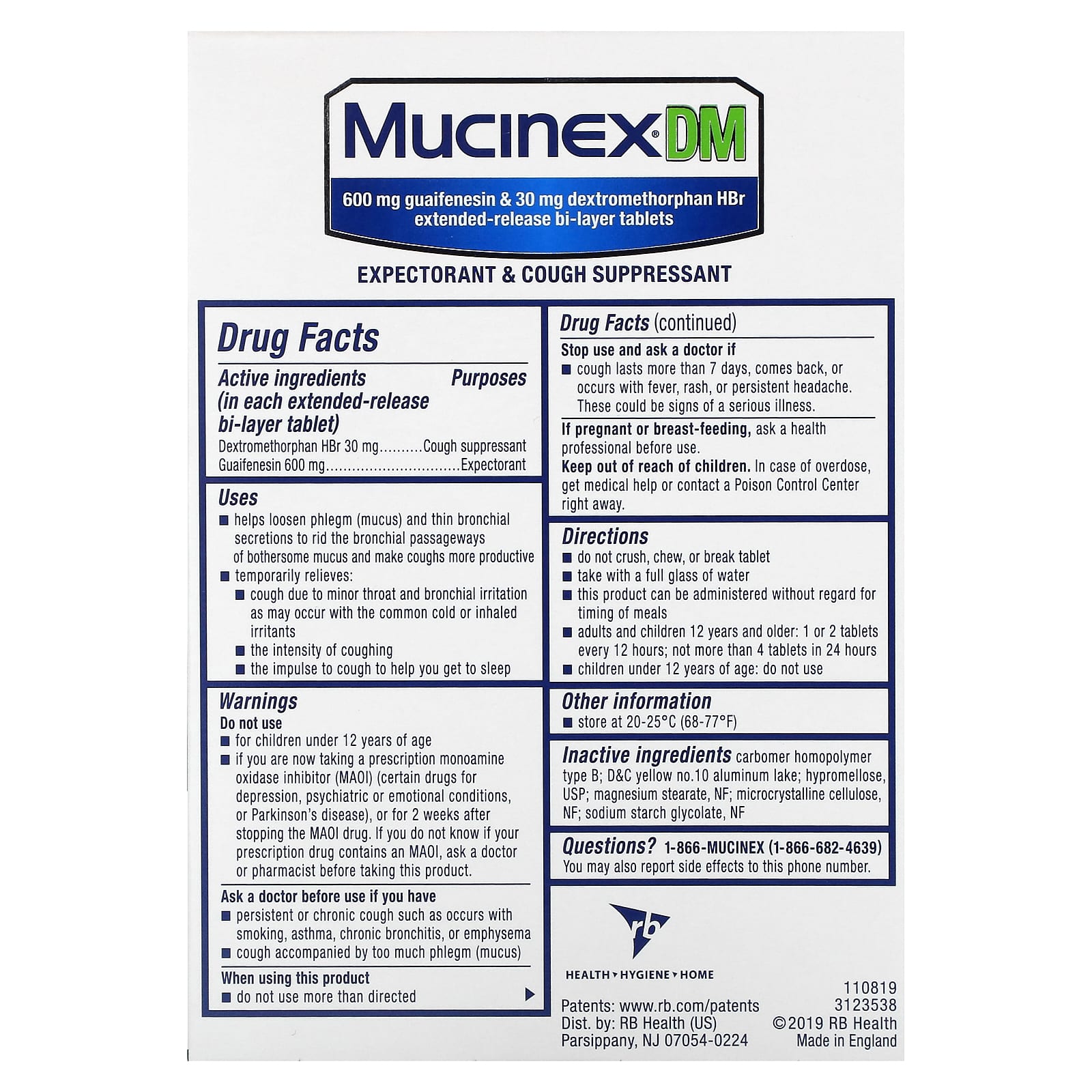 Mucinex DM, 20 Extended-Release Bi-Layer Tablets - Image 2