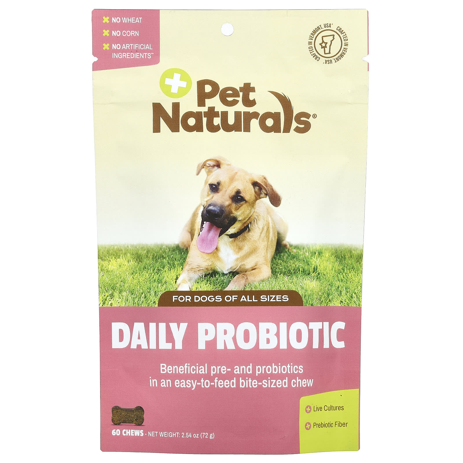 Pet Naturals, Daily Probiotic, For Dogs, All Sizes, 60 Chews, 2.54 oz (72 g) - Image 1
