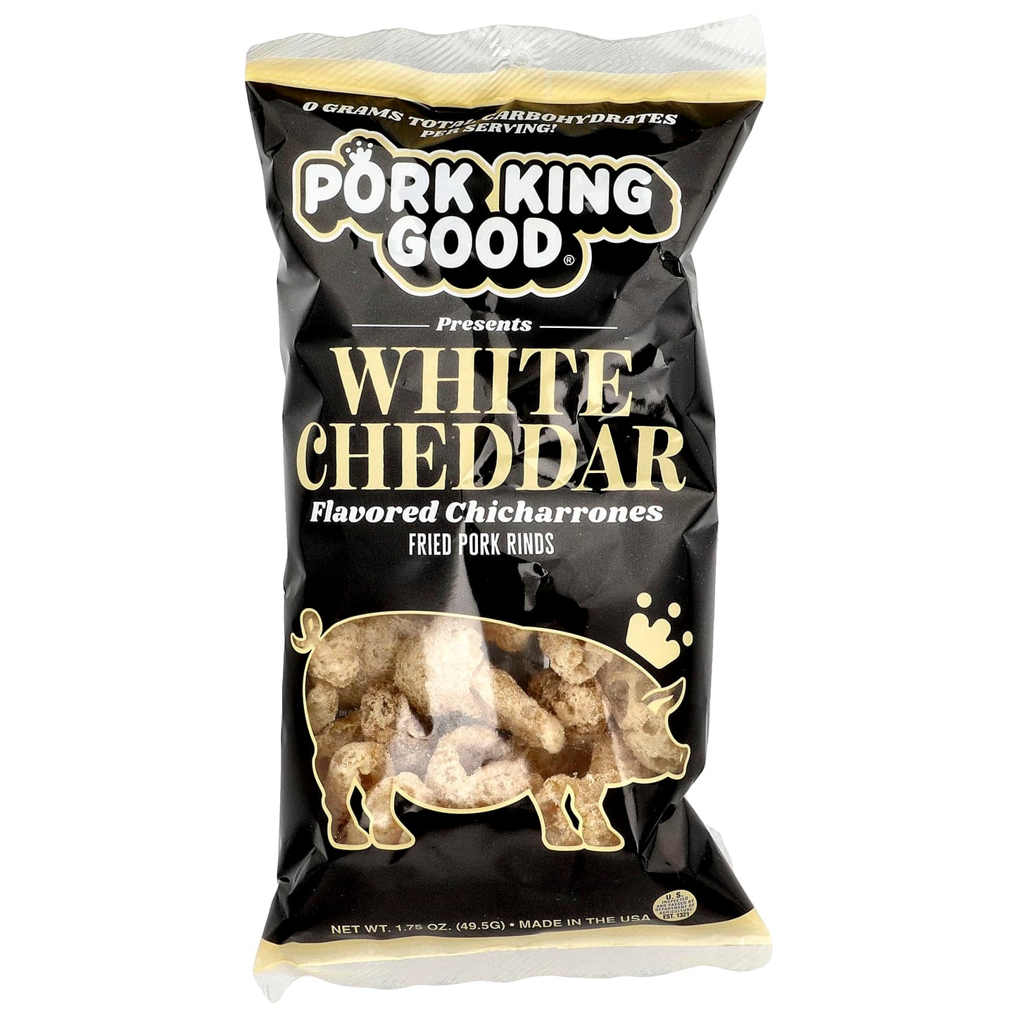 Pork King Good, Flavored Chicharrones, White Cheddar, 1.75 oz (49.5 g) - Image 1