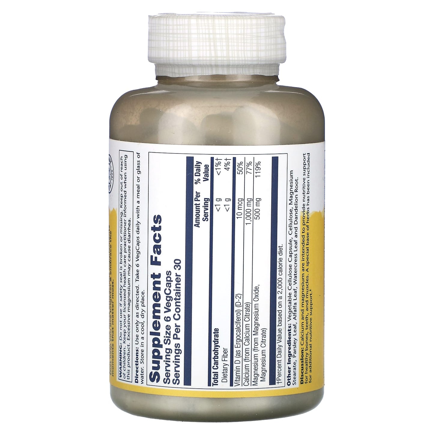 Solaray, Cal-Mag Citrate with Vitamin D-2, 2:1 Ratio, 180 VegCaps - Image 2