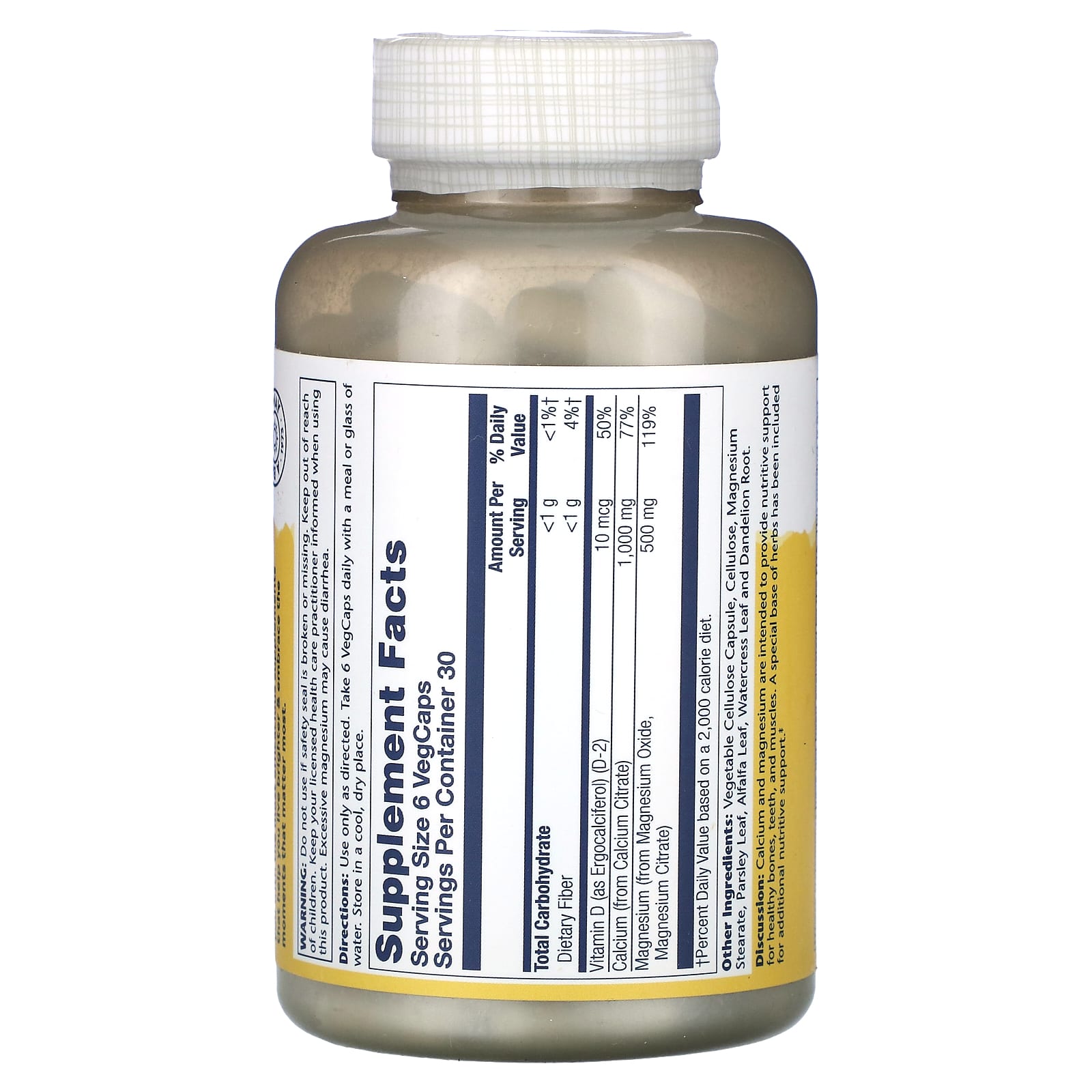 Solaray, Cal-Mag Citrate with Vitamin D-2, 2:1 Ratio, 180 VegCaps - Image 2