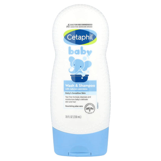 Cetaphil Calendula Baby Wash & Shampoo, Sensitive Skin, 7.8 oz - Image 1