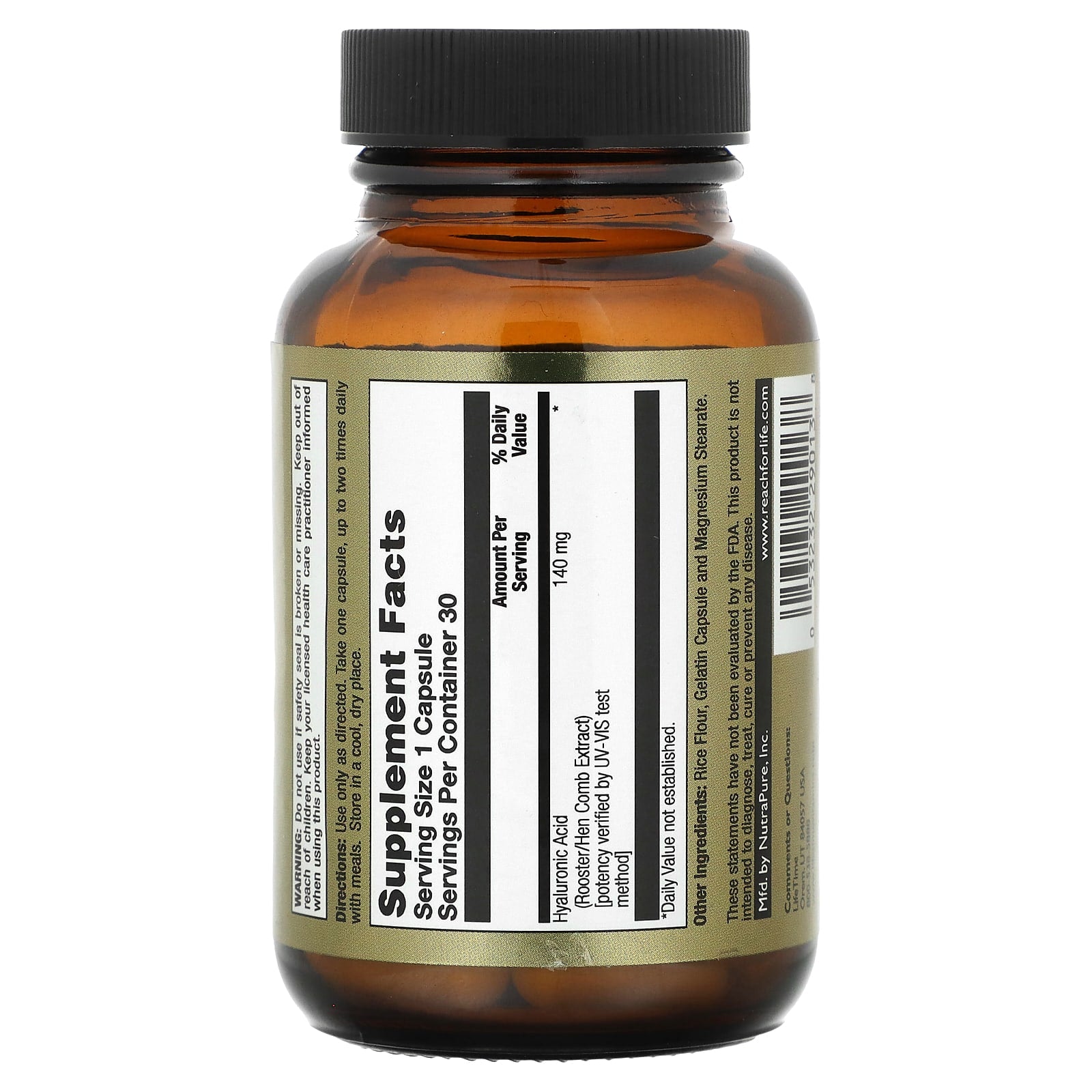 LifeTime Vitamins, Natural Hyaluronic Acid, 140 mg, 30 Capsules - Image 2
