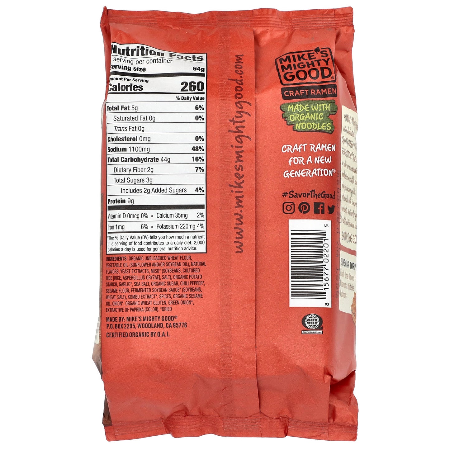 Mike's Mighty Good, Craft Ramen, Vegetarian Kimchi Ramen Soup, 2.3 oz (64 g) - Image 2