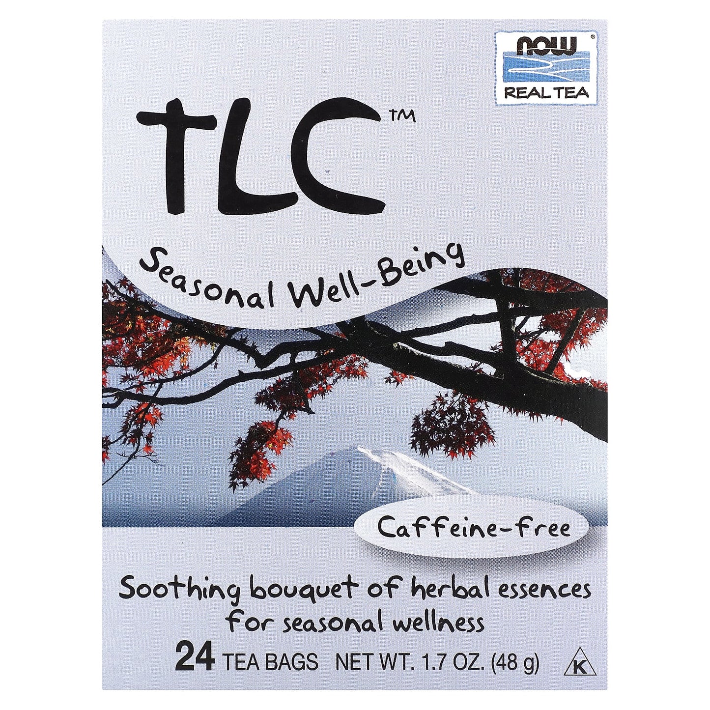 NOW Foods, Real Tea, TLC, Caffeine Free, 24 Tea Bags, 1.7 oz (48 g) - Image 1