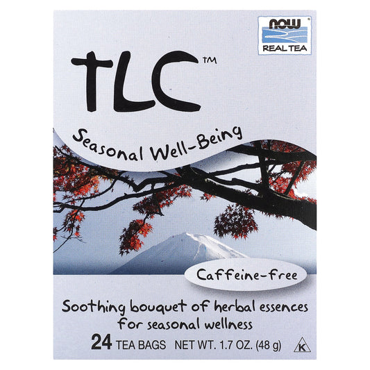 NOW Foods, Real Tea, TLC, Caffeine Free, 24 Tea Bags, 1.7 oz (48 g) - Image 1
