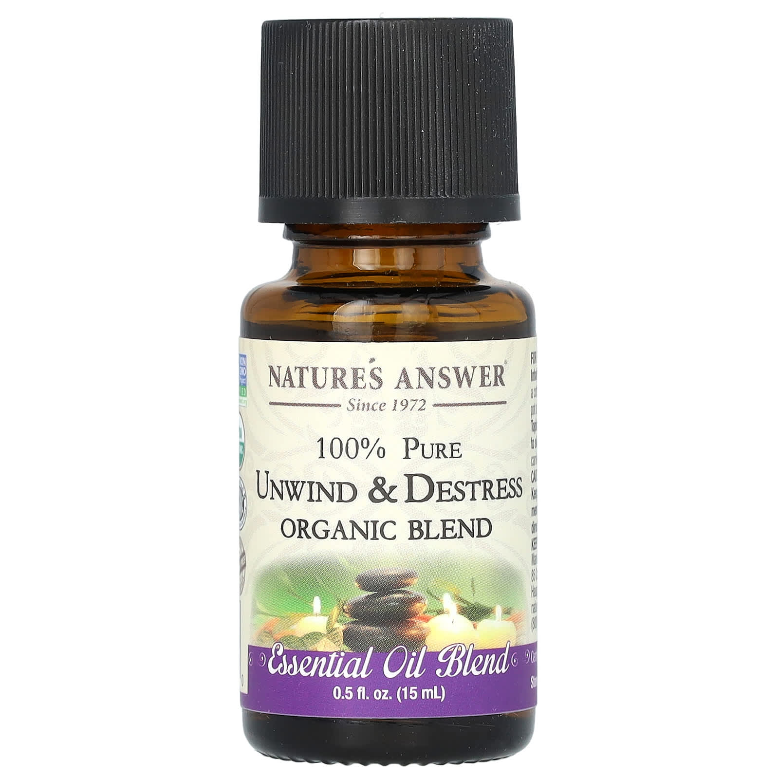 Nature's Answer, 100% Pure Organic Essential Oil Blend, Unwind & Destress, 0.5 fl oz (15 ml) - Image 1