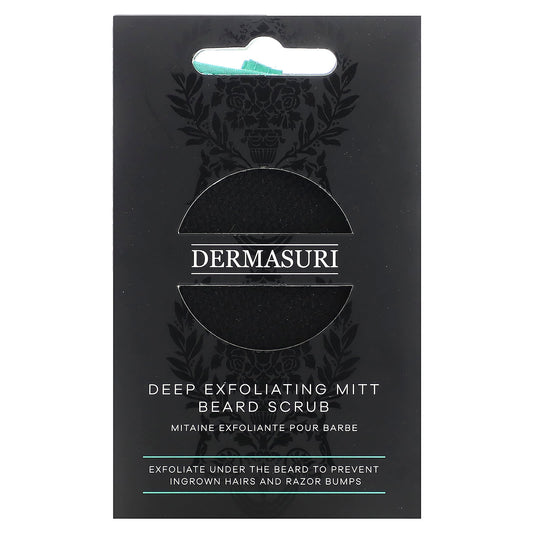 Dermasuri Deep Exfoliating Mitt Beard Scrub &amp; Face Exfoliator for Men - Image 1