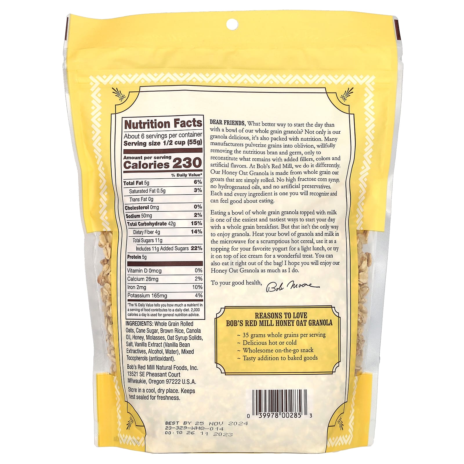 Bob's Red Mill, Whole Grain Honey Oat Granola, 12 oz (340g) - Image 2