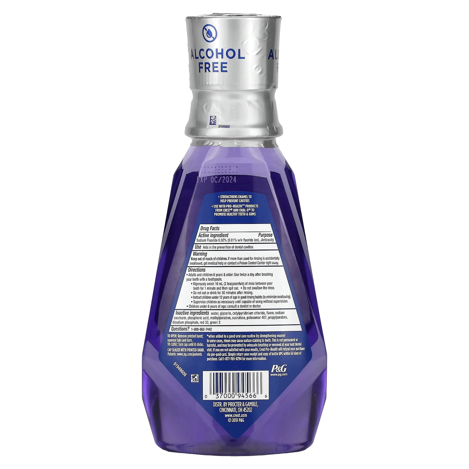 Crest Pro Health Enamel Care Mouthwash, Alcohol-Free, 16.9 fl oz - Image 2