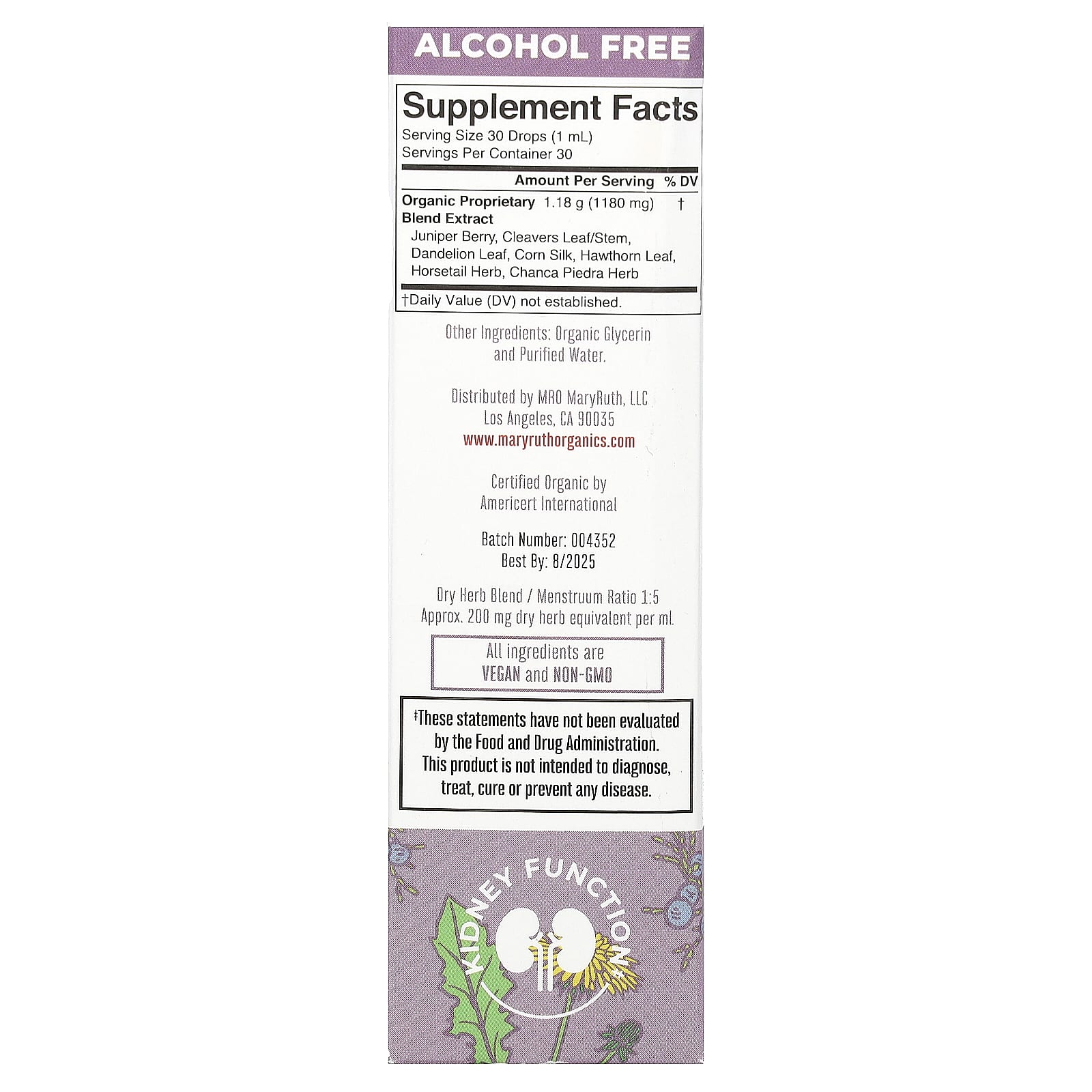 MaryRuth's, Organic Kidney & Bladder Liquid Extract, Alcohol Free, 1 fl oz (30 ml) - Image 2