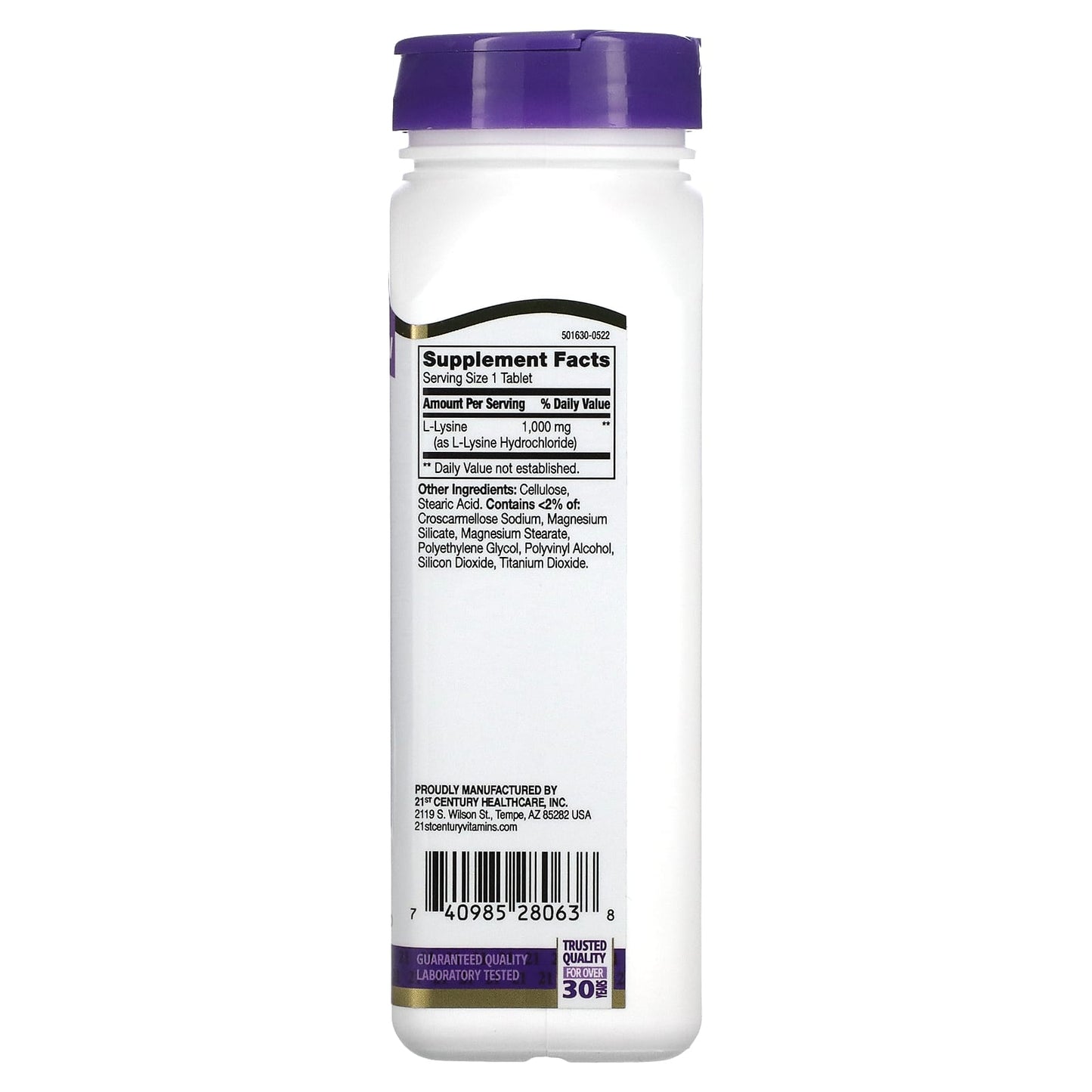 L-Lysine 1000mg, 90 Tablets for Skin & Tissue Support by 21st Century - Image 2