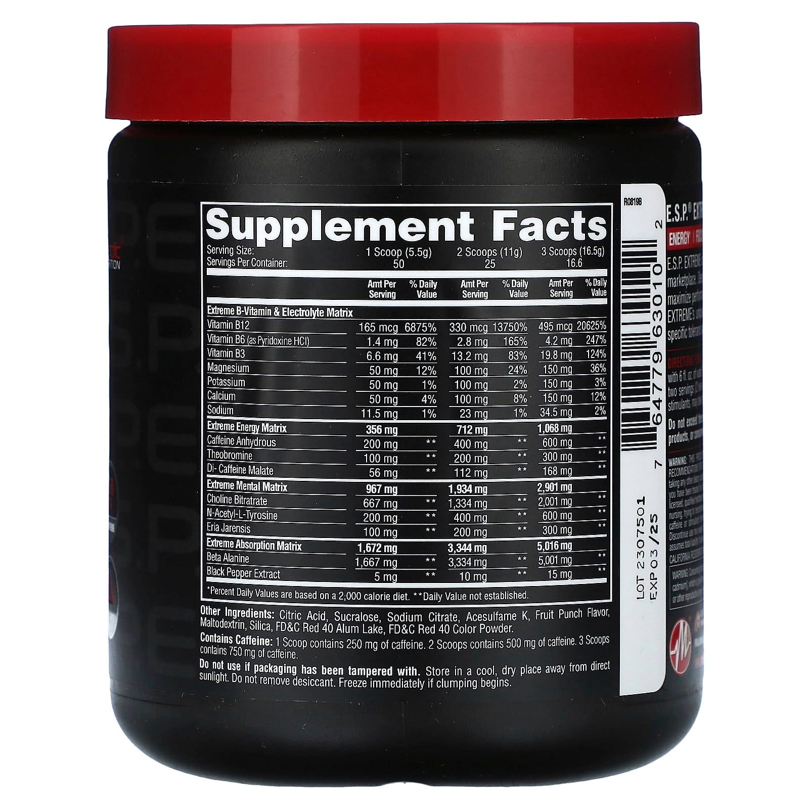 Metabolic Nutrition, E.S.P. Extreme Energy Stimulant Pre-Workout, Fruit Punch, 10 oz (275 g) - Image 2