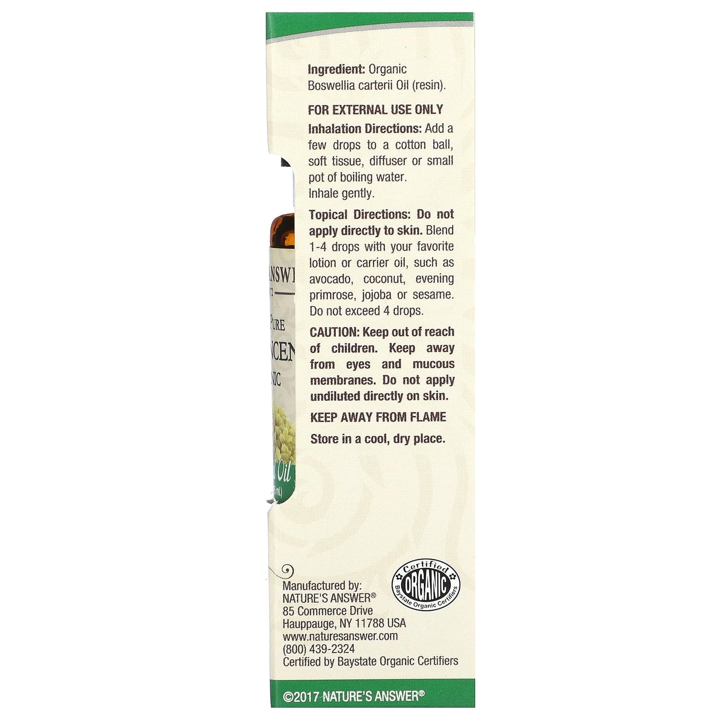 Nature's Answer, 100% Pure Organic Essential Oil, Frankincense, 0.5 fl oz (15 ml) - Image 2