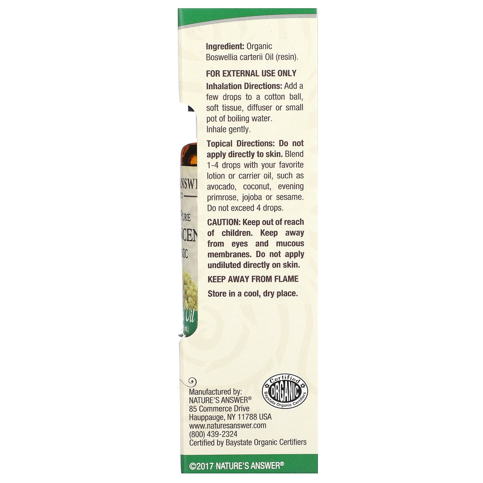 Nature's Answer, 100% Pure Organic Essential Oil, Frankincense, 0.5 fl oz (15 ml) - Image 2