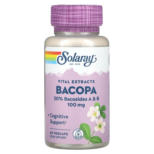 Solaray, Vital Extracts, Bacopa, 100 mg, 60 VegCaps - Image 1