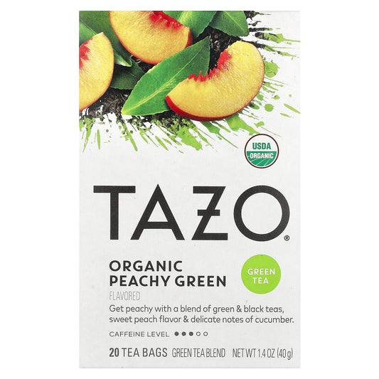 TAZO, Organic Green Tea, Peachy Green, 20 Tea Bags, 1.4 oz (40 g) - Image 1