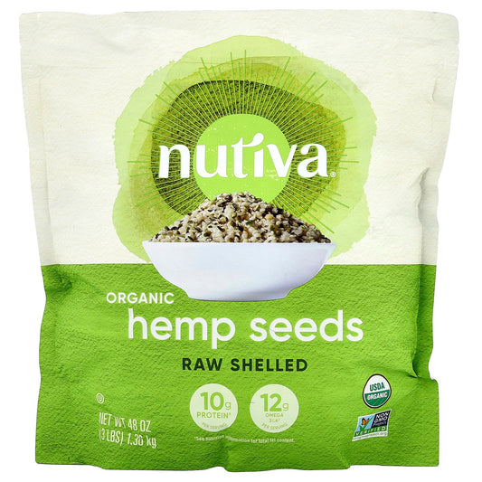 Nutiva, Organic Hemp Seeds, Raw Shelled, 3 lbs (1.36 kg) - Image 1
