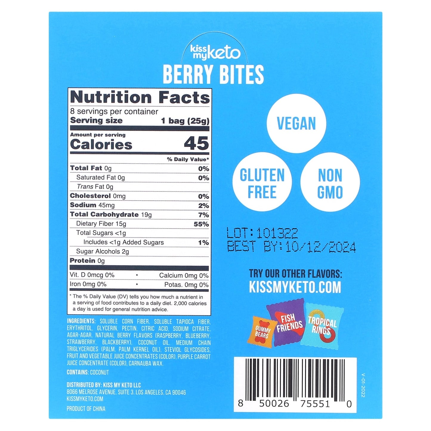 Kiss My Keto, Gummy Candy, Berry Bites, 8 Bags, 0.88 oz (25 g) Each - Image 2