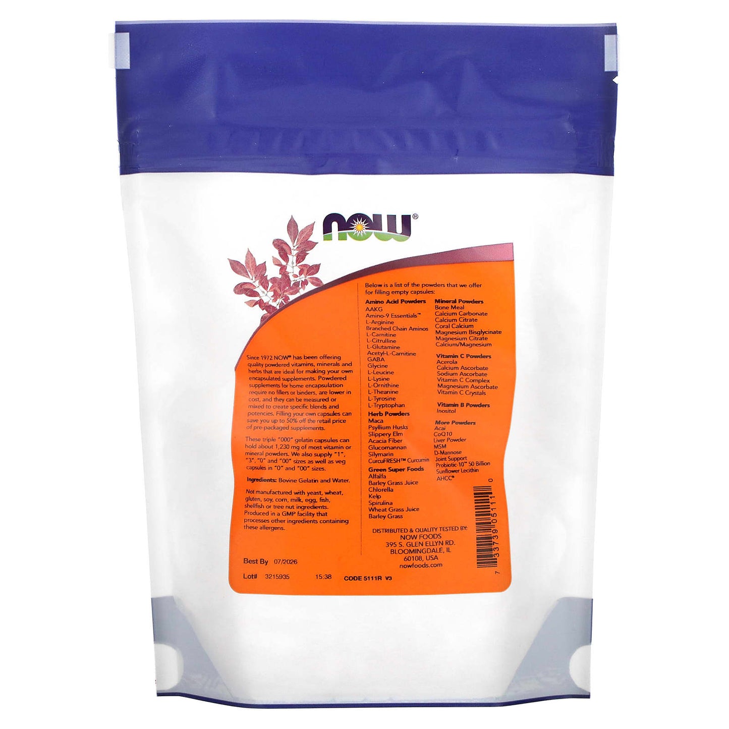 NOW Foods, Triple "000" Gelatin Caps, Approx. 200 Empty Gelatin Capsules, 1.16 oz (33 g) - Image 2