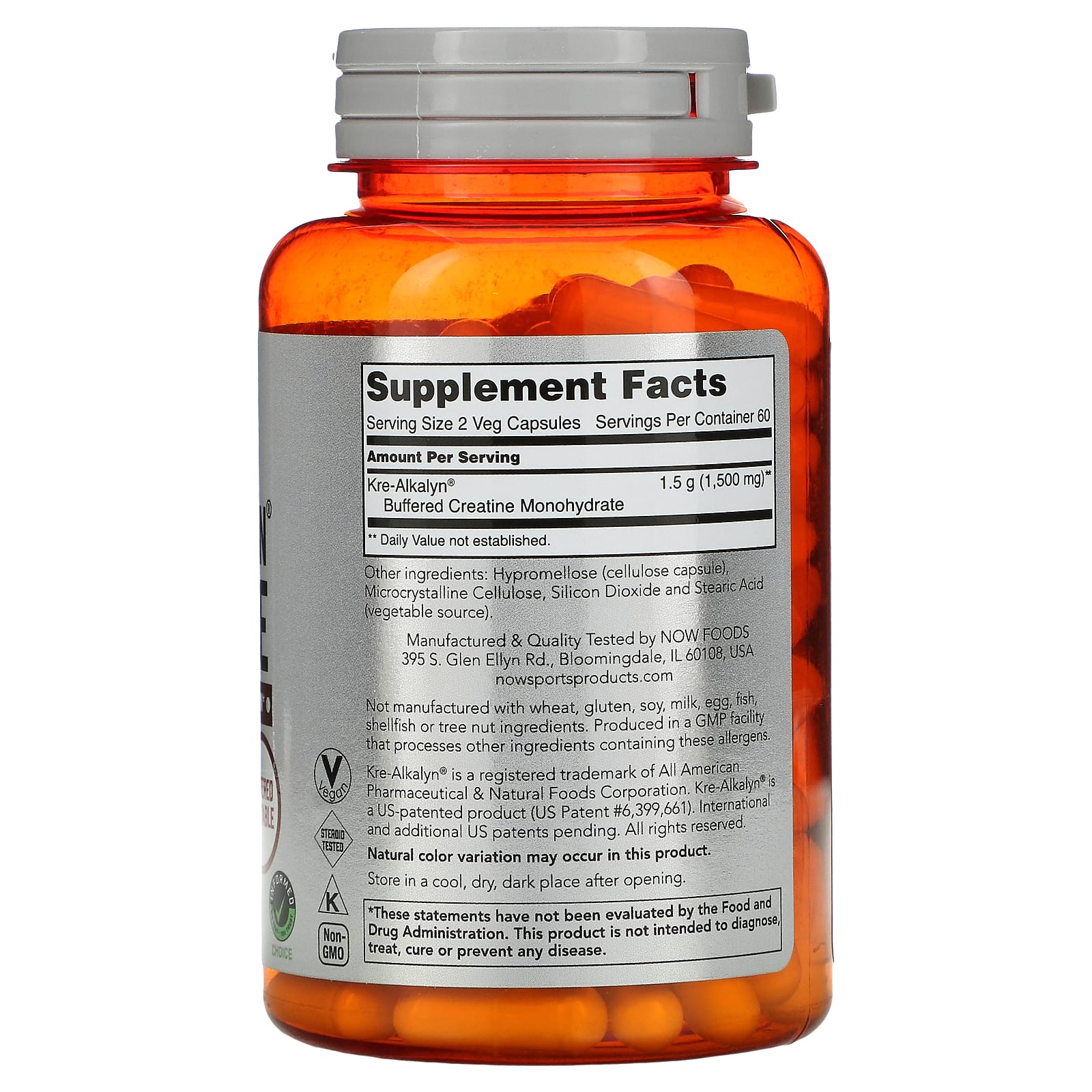 NOW Foods, Sports, Kre-Alkalyn Creatine, 750 mg, 120 Capsules - Image 2