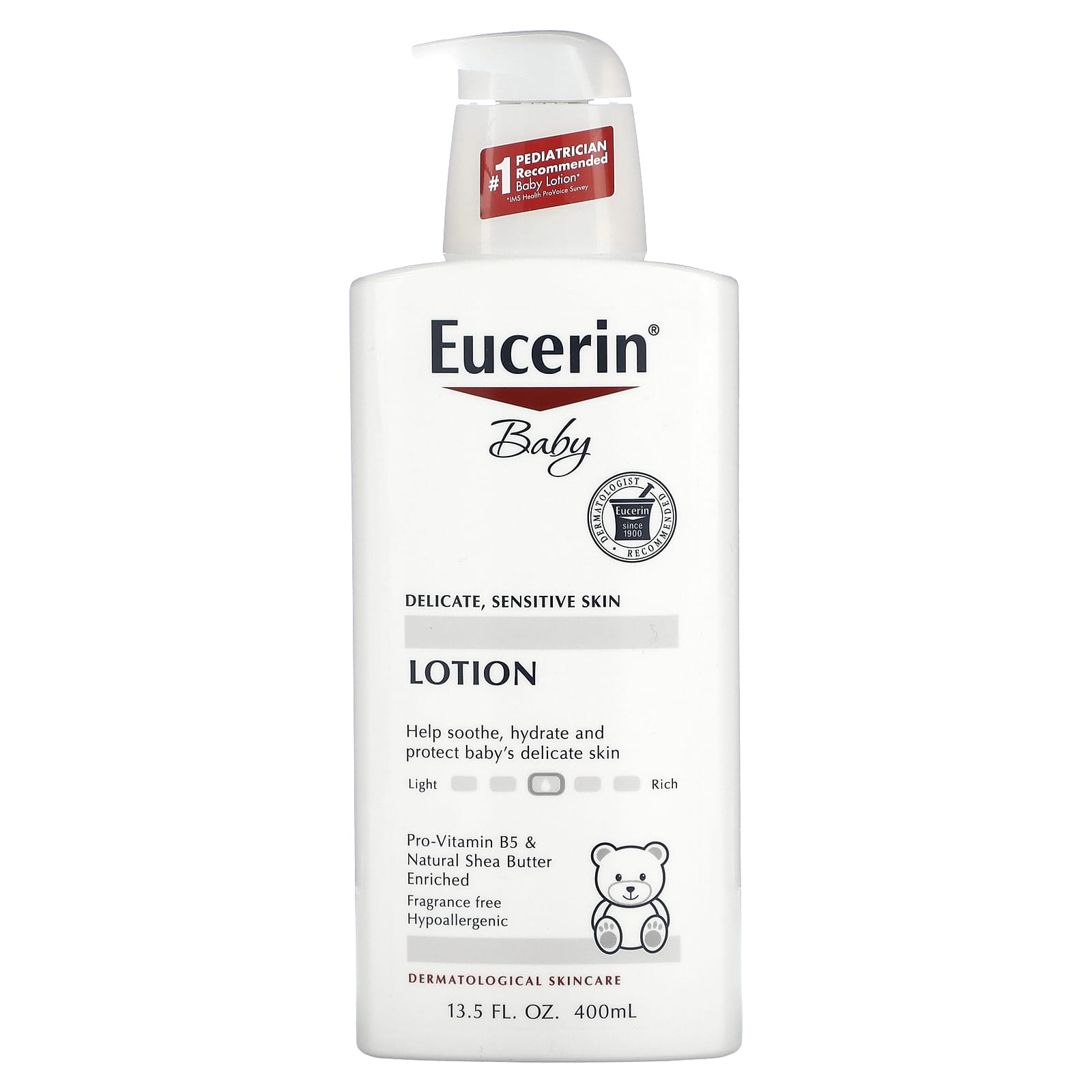 Eucerin Baby Lotion, Fragrance Free, 13.5 fl oz (400 ml) - Image 1