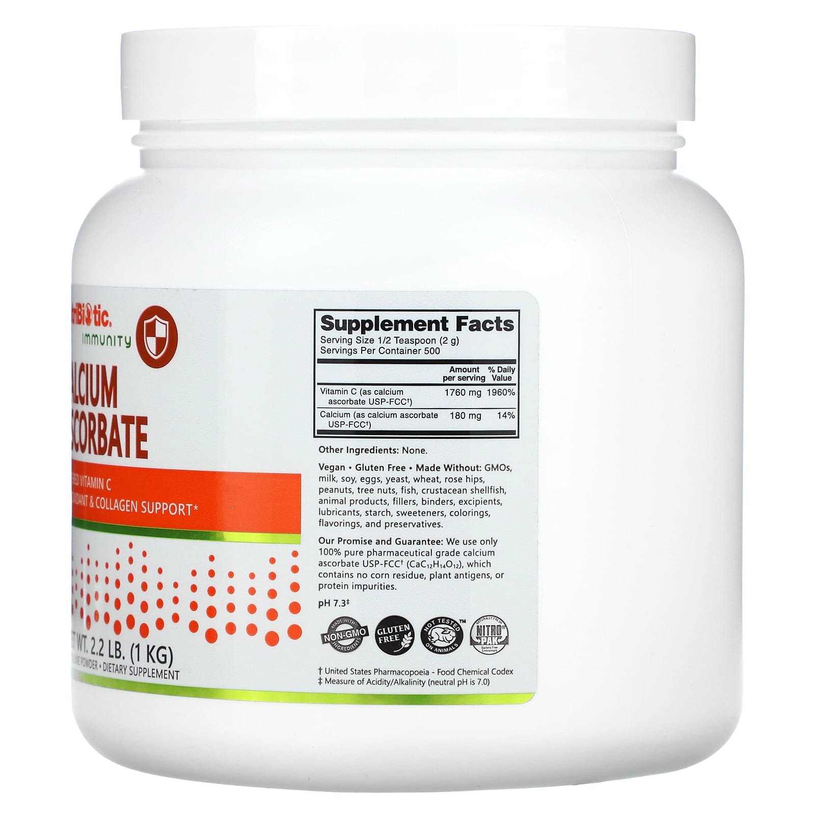 NutriBiotic, Immunity, Calcium Ascorbate, 2.2 lb (1 kg) - Image 2