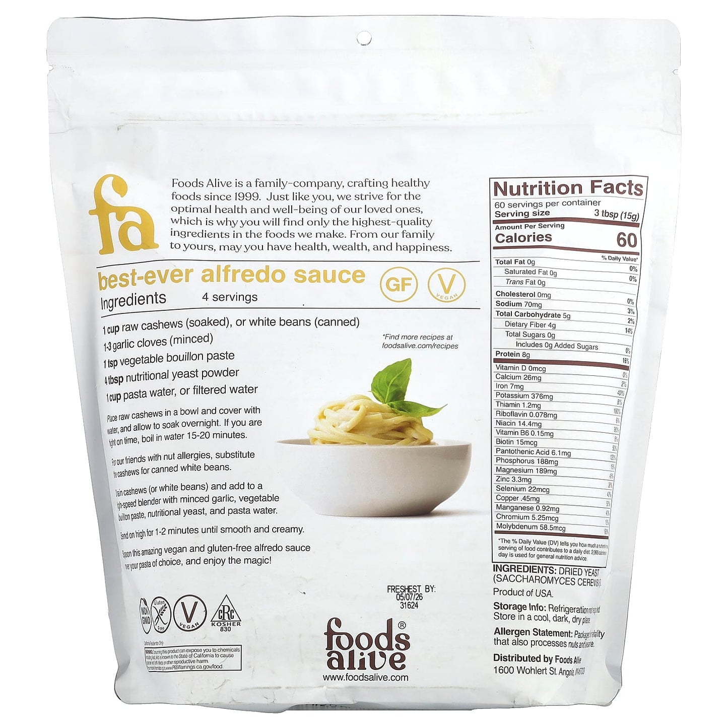 Nutritional Yeast Flakes by Foods Alive - Unfortified, Vegan, Kosher - Image 2