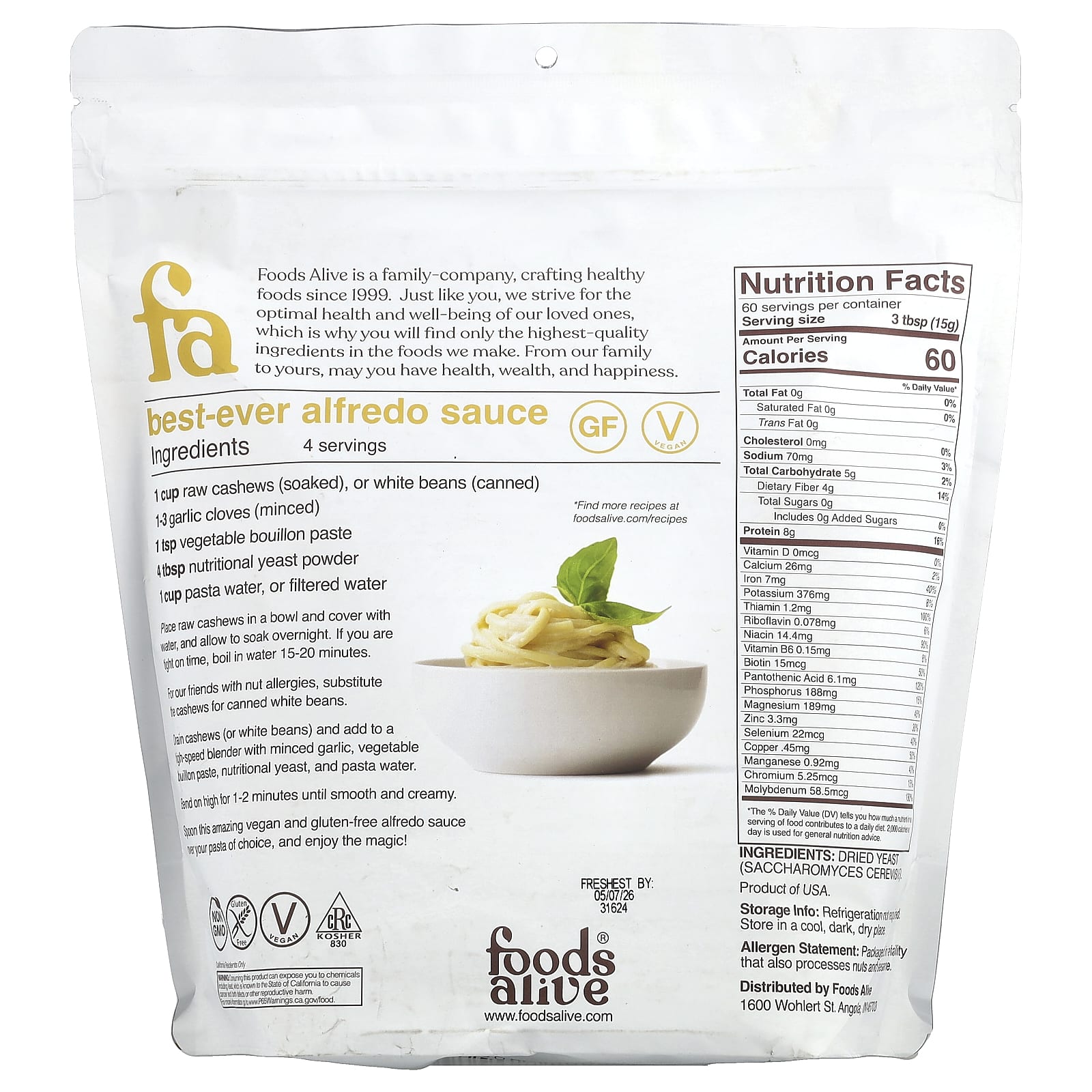Nutritional Yeast Flakes by Foods Alive - Unfortified, Vegan, Kosher - Image 2
