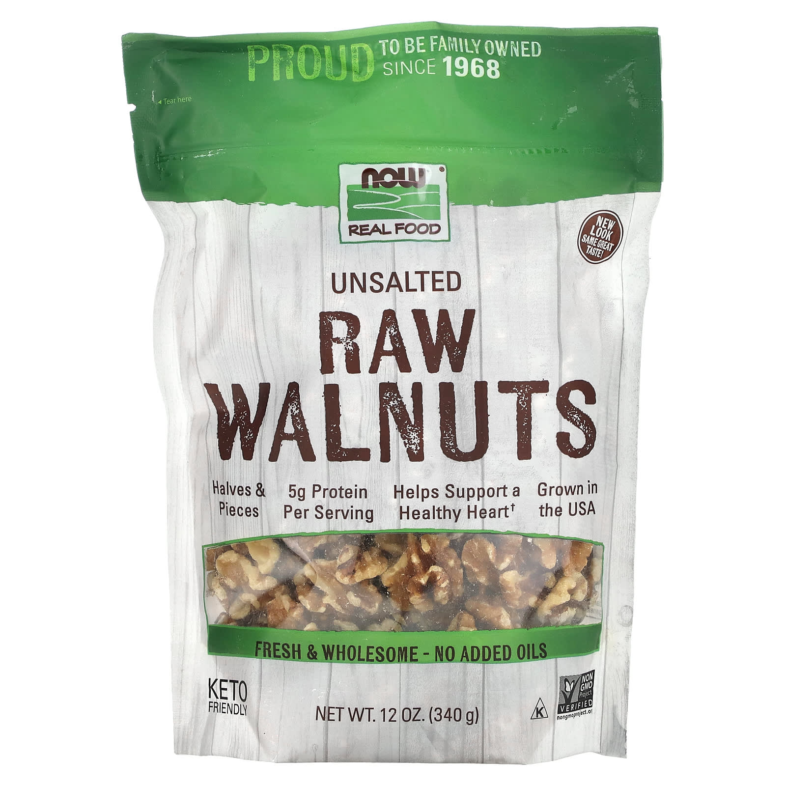 NOW Foods, Real Food, Raw Walnuts, Unsalted, 12 oz (340 g) - Image 1