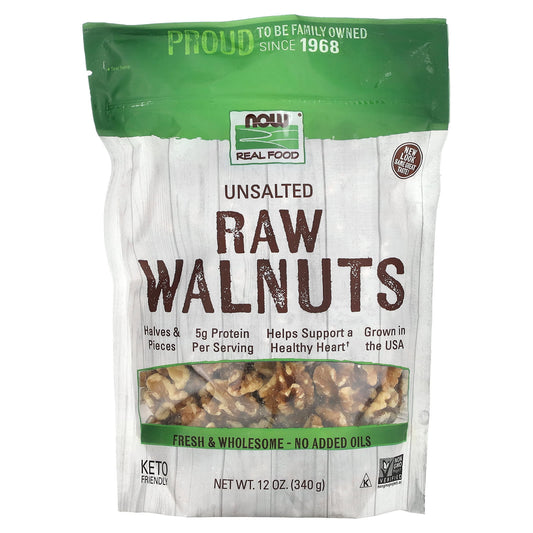 NOW Foods, Real Food, Raw Walnuts, Unsalted, 12 oz (340 g) - Image 1