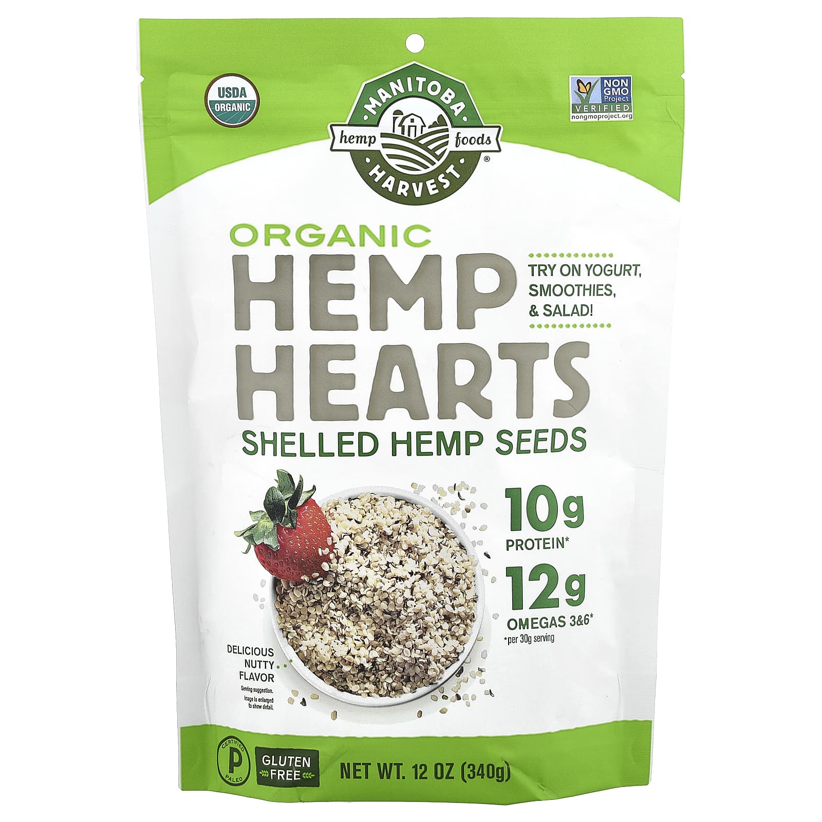 Manitoba Harvest, Hemp Hearts, Organic Shelled Hemp Seeds, Delicious Nutty, 12 oz (340 g) - Image 1