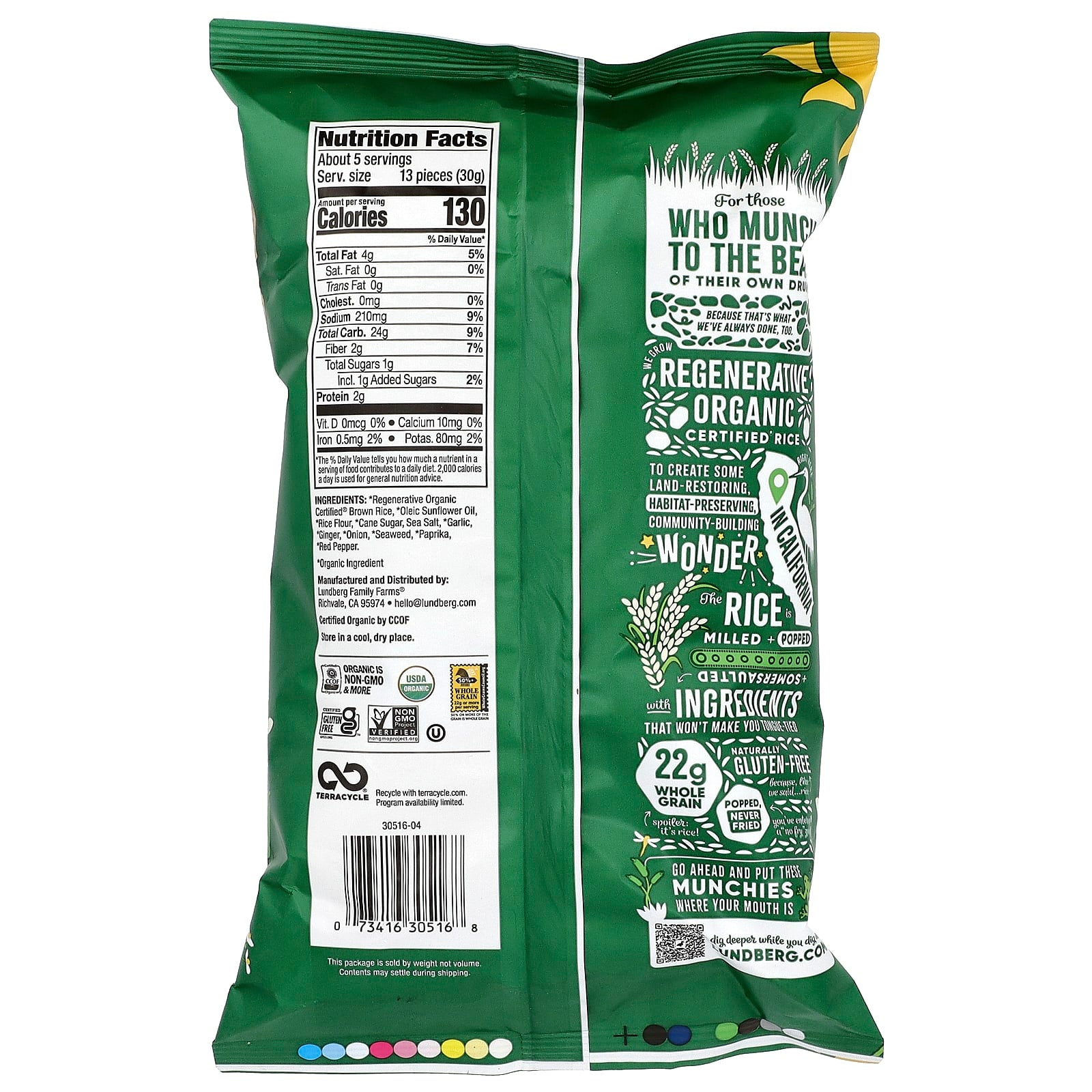 Lundberg, Organic Rice Cake Minis, Ginger Seaweed, 5 oz (142 g) - Image 2