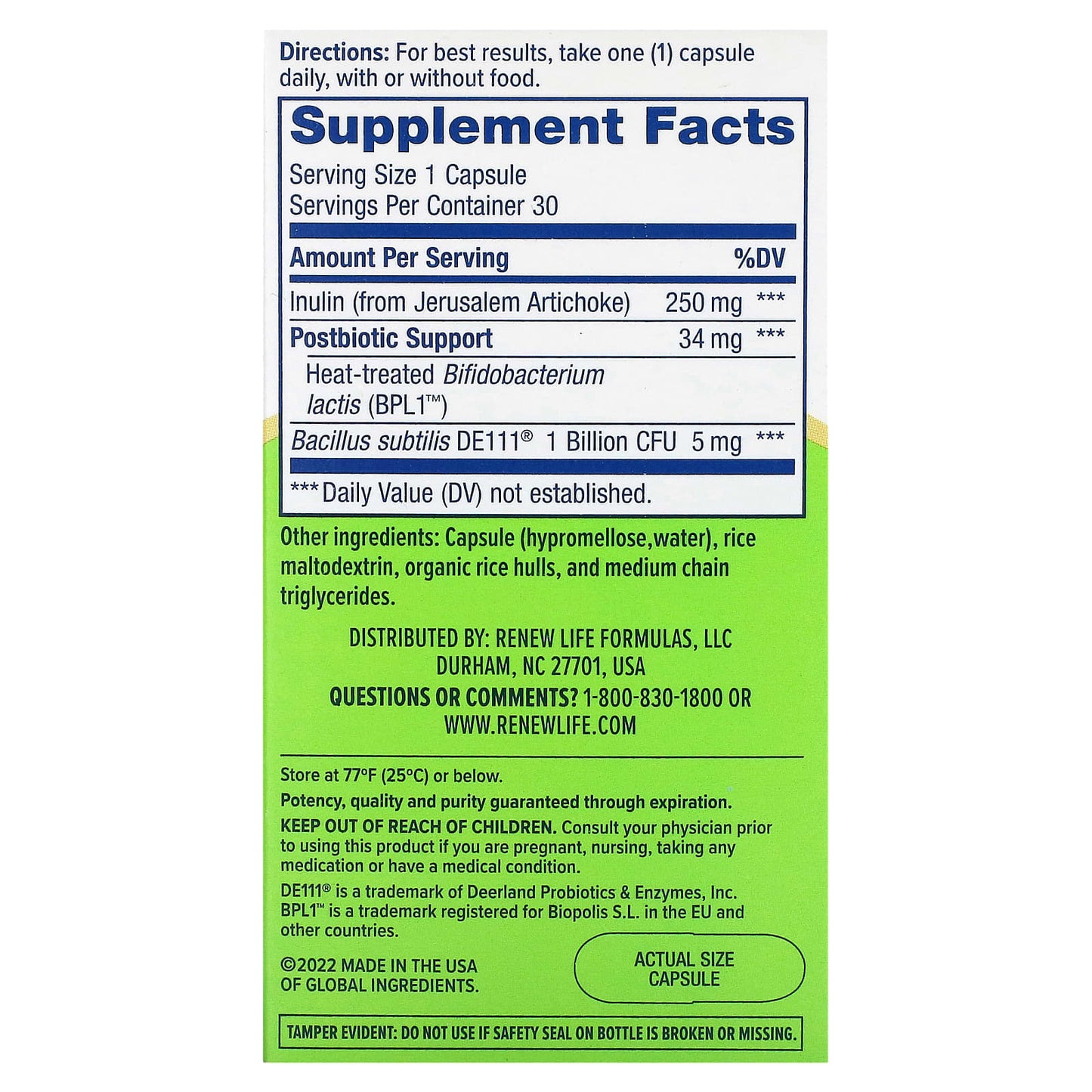 Renew Life, Metabolic Boost, Pre + Pro + Postbiotic, 30 Vegetarian Capsules - Image 2