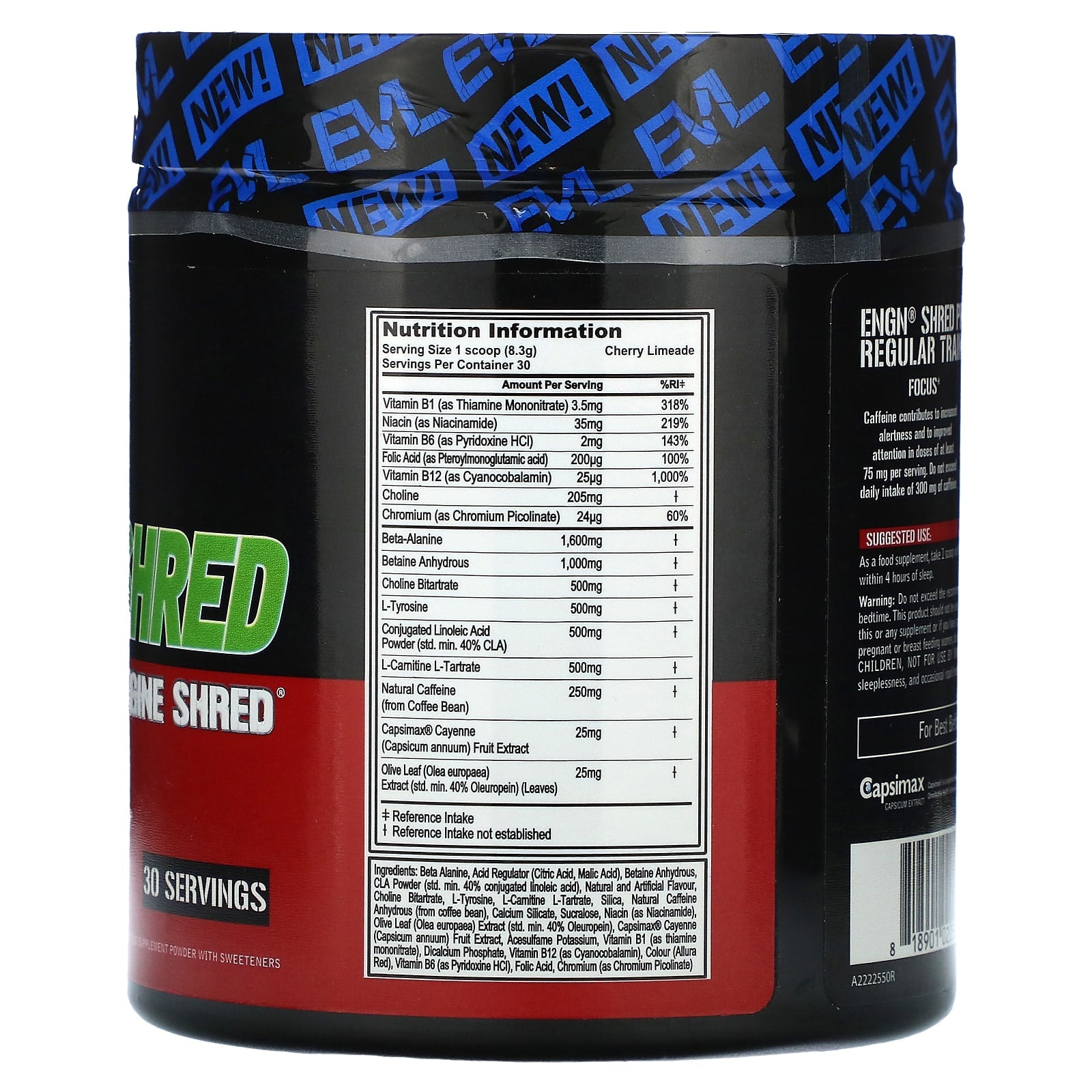 EVLution Nutrition ENGN Shred Pre-Workout - Cherry Limeade, 30 Servings - Image 2