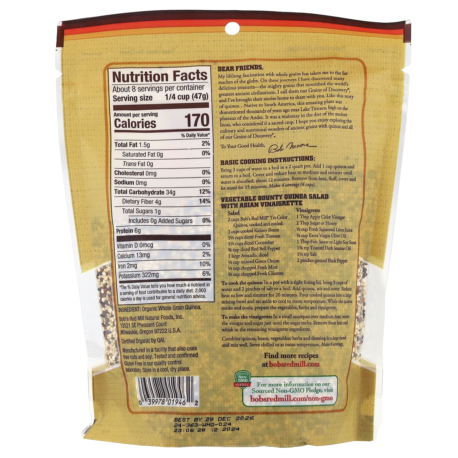 Organic Tri-Color Quinoa, Whole Grain, 13 oz (369 g) - Bob's Red Mill - Image 2