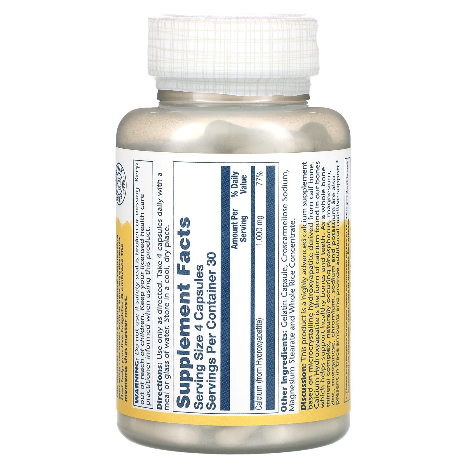Solaray, Calcium Hydroxyapatite, 120 Capsules (250 mg per Capsule) - Image 2