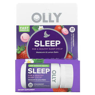 OLLY Sleep Strawberry Dream Melts, 30 Tablets, Fast Dissolve, Vegan, Sugar Free
