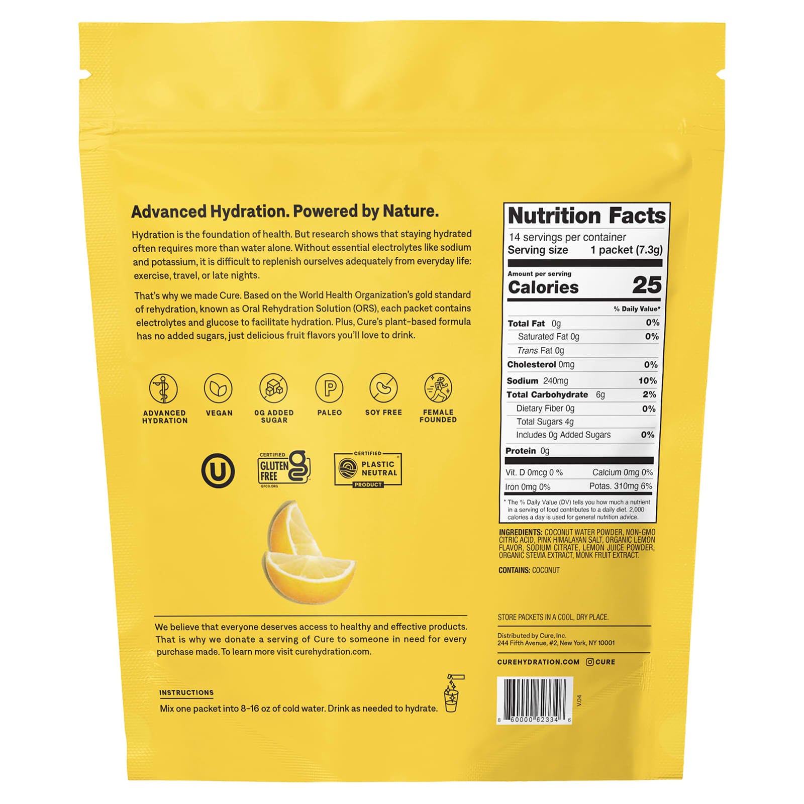 Rehydrate with Cure Hydration's Electrolyte Mix - Lemonade Flavor - Image 2